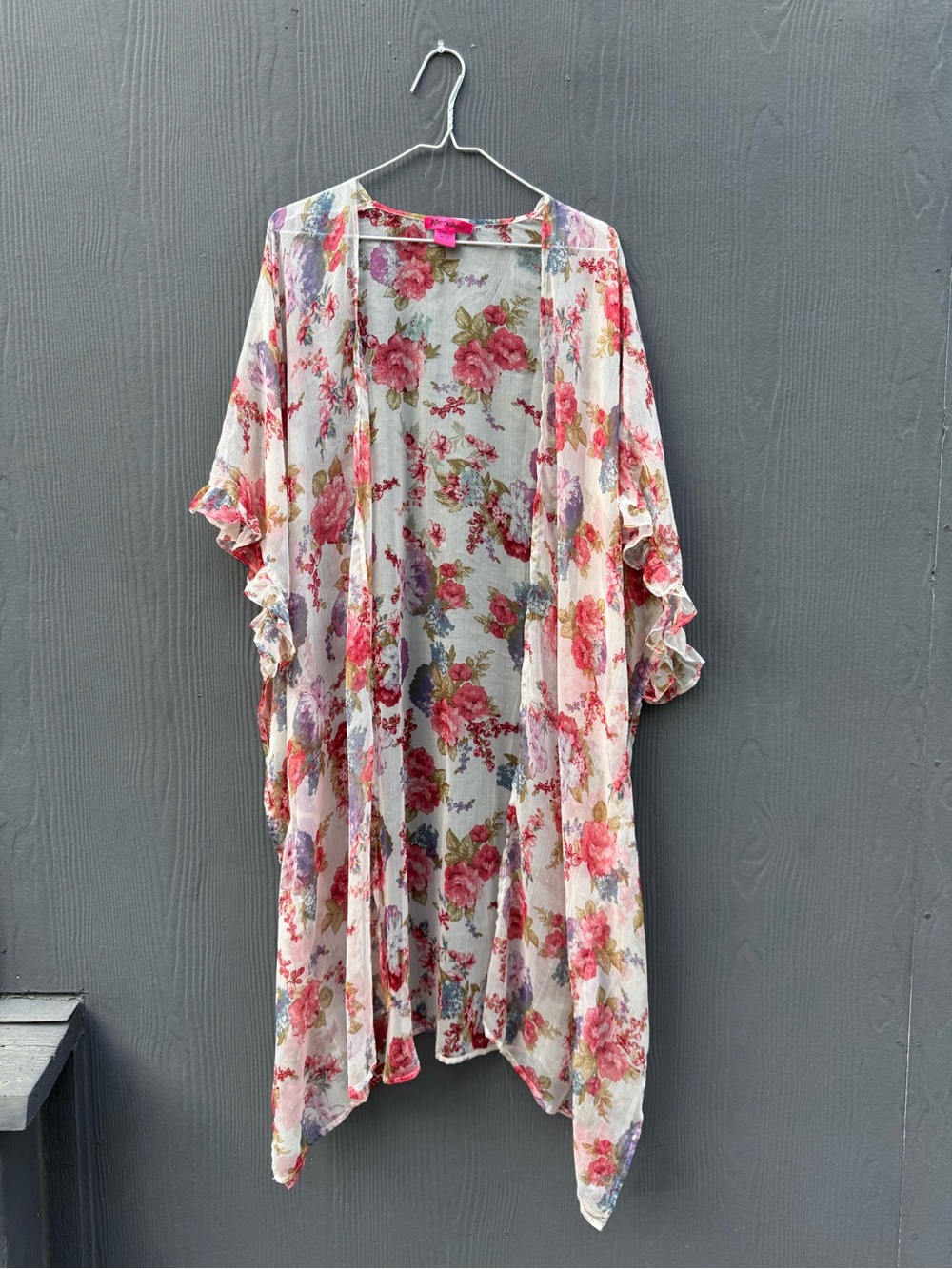 Betsy Johnson Vintage Sheer Floral Robe Onesize